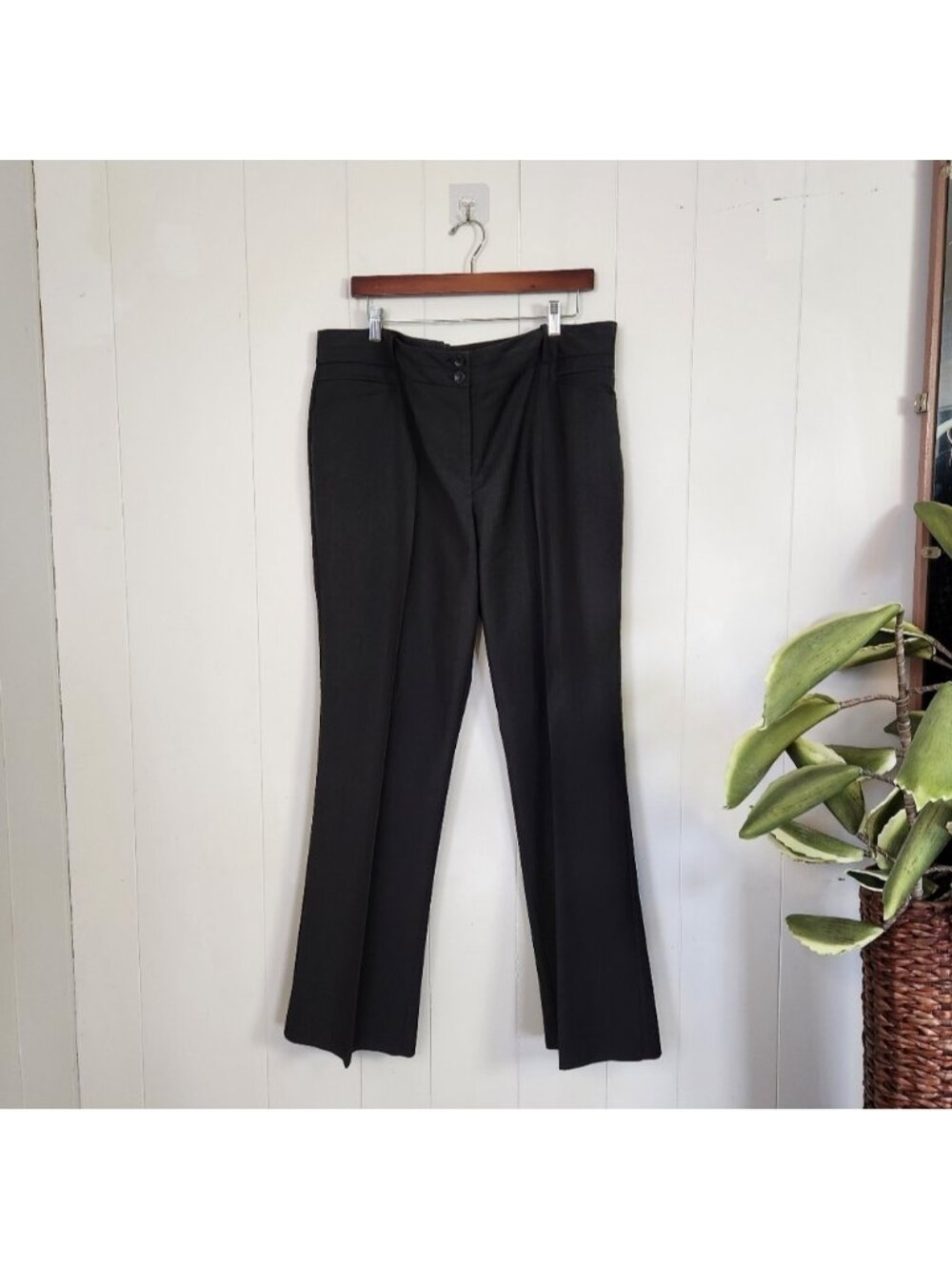 Penningtons Gray Straight Leg High Waisted Rise Dress Pants Trousers Office 18